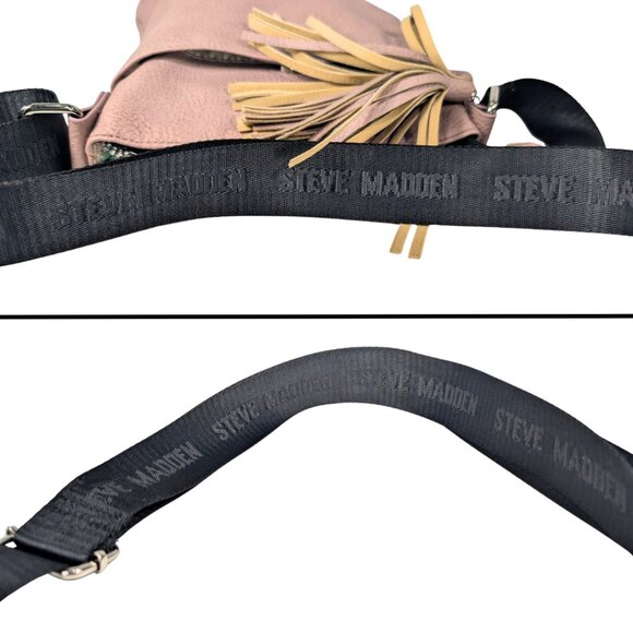 SOLD Steve Madden Glam Signature Mauve Pink Faux Leather Crossbody w/Bag Charm - Picture 8 of 10